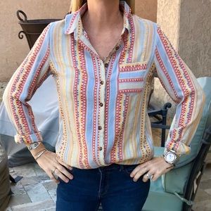 Anthropologie southwestern Aztec Button down XS/S